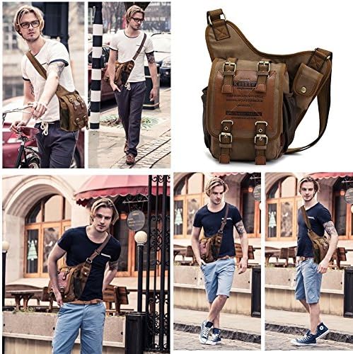 Mens Vintage Canvas Shoulder Messenger Bag Chest Leather Patchwork Messenger Bag 6 Mens Vintage Canvas Shoulder Messenger Bag Chest Leather Patchwork Messenger Bag
