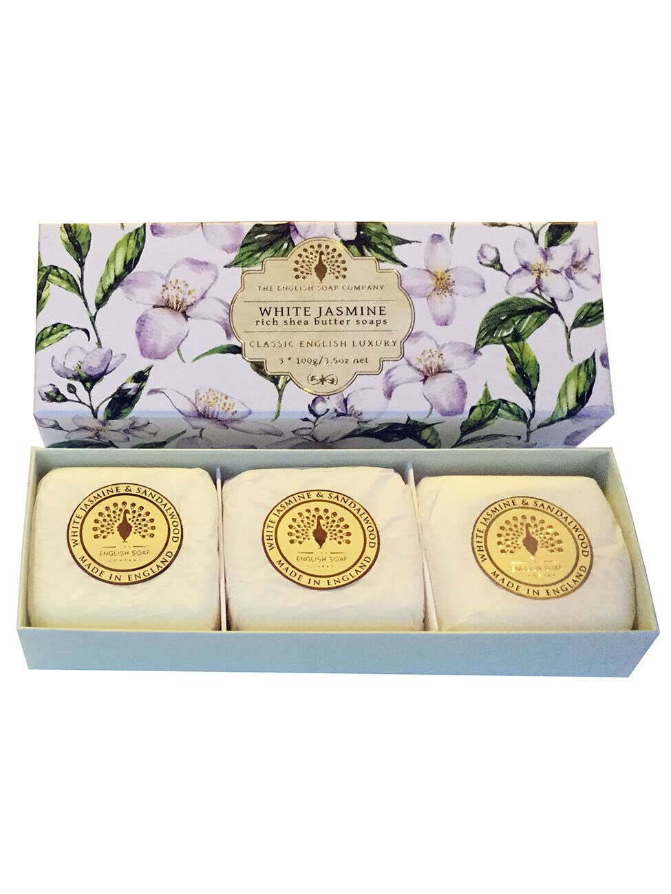 The English Soap Company Triple Gift Boxed Hand Soaps White Jasmine and Sandalwood 3 x 100g