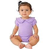 Magic Park 0-24M Infant Girl Puff Sleeve Bodysuit Baby Peter Pan Collar Romper Toddler Ruffle Jumpsuit Casual Tops