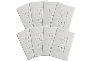 BABY DROM 8 Pack Upgraded Self Closing Electrical Outlet Covers | Baby proofing Safety Universal Wall Socket Plate | Automatic Sliding Cap Cover Standard Wall Outlet Covers (8 Pack)