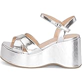 Chariot & Co -Daystar- Womens Open Toe Ankle Strap Wedges Heels Platform Trendy Summer Sandals