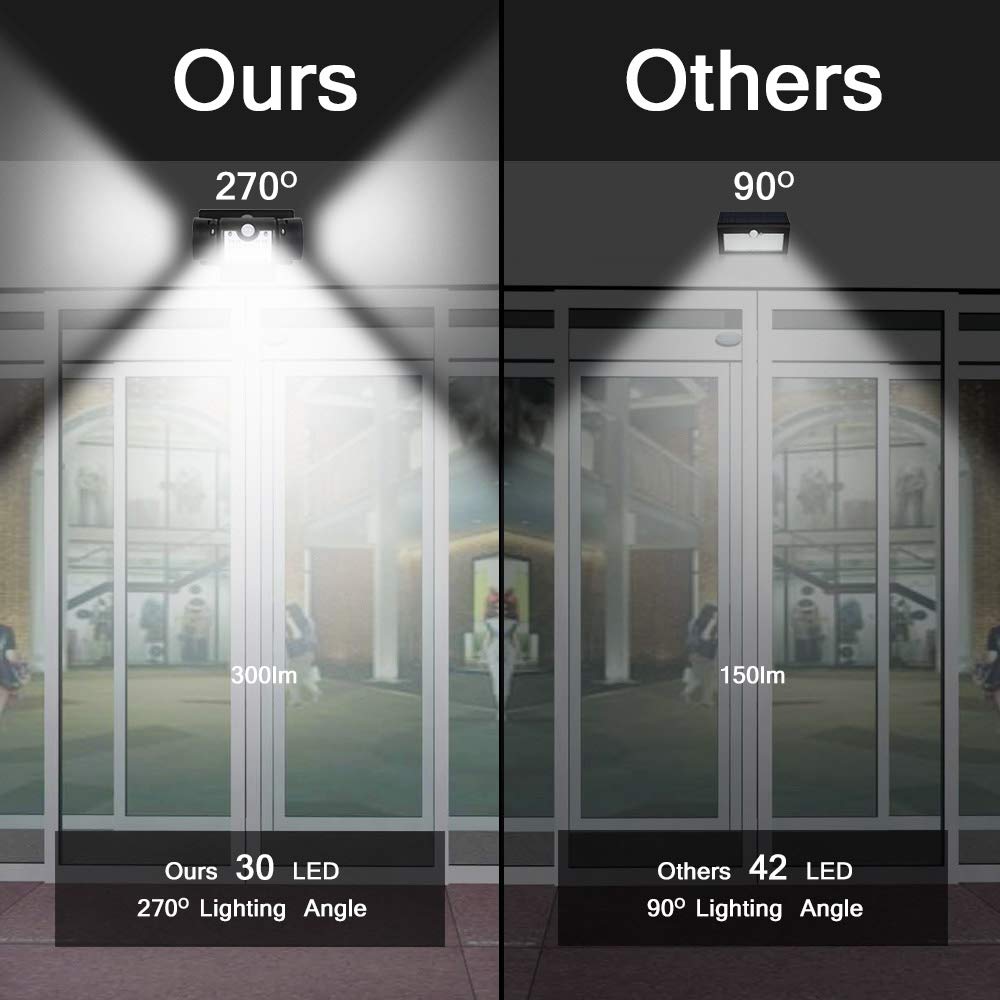 Solar Lights Outdoor, Ambaret 30 LED Motion Sensor Light Waterproof Solar Spot Lights Security Night Lights 360-Degree Rotatable Wall Light for Pation Yard Garage Door Stairway Gate Security Lighting
