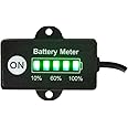 12V Battery Meter Lead-Acid Battery Indicator for Motorcycle Golf Carts Car Marine ATV with 5 Segments LED Indicator