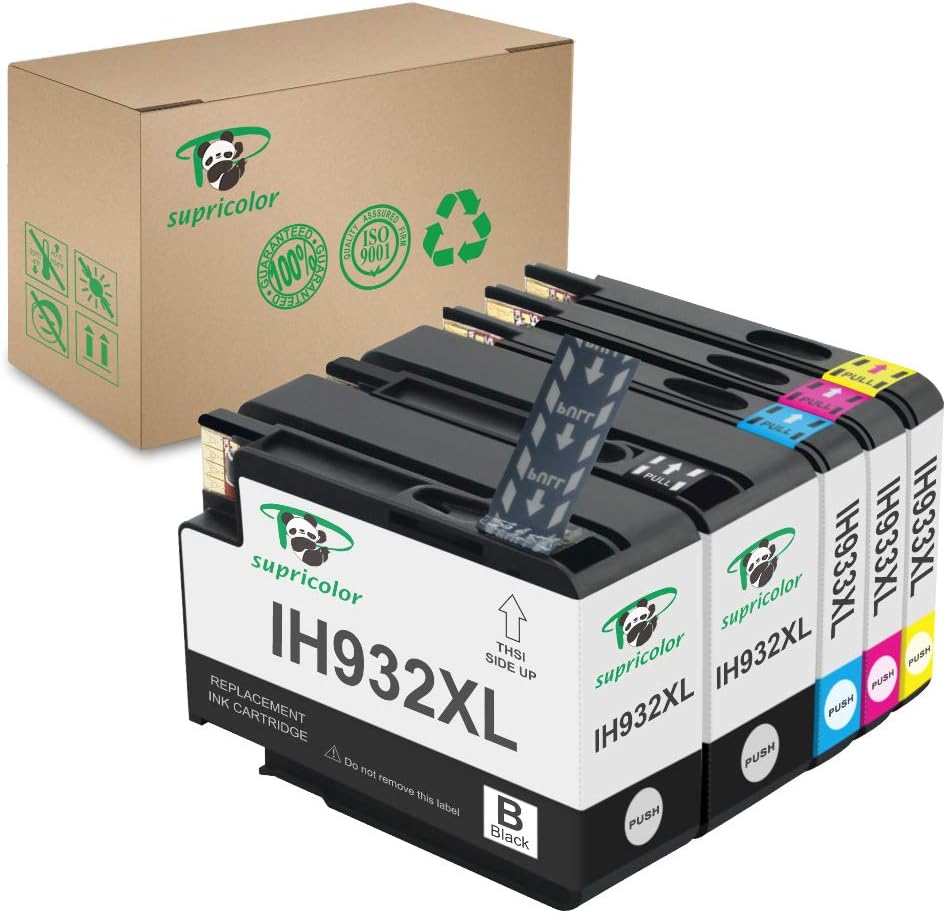 Supricolor Compatible 932xl 933xl Ink Cartridges, Replacement for hp 932 933 Compatible with Officejet 6700 6600 6100 7110 7610 7612 Printer 5 Packs(2 Black 1 Cyan 1 Magenta 1 Yellow)