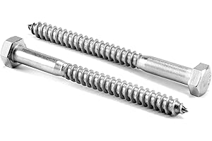1/4" x 3-1/2" Hex Head Lag Screws Bolts 20Pcs 304 Stainless Steel 18-8, Partial Thread, Hexagon Head Wood Screws by SG TZH