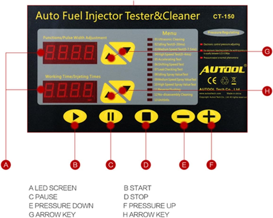 AUTOOL CT150 Ultrasonic Wave Fuel Injector Cleaner and Tester 4-Cylinder Auto Fuel Injector System Cleaning Tools Fuel Leakage Testing Machine with 2000ml Tank for Petrol Vehicle (220V) - Image 4