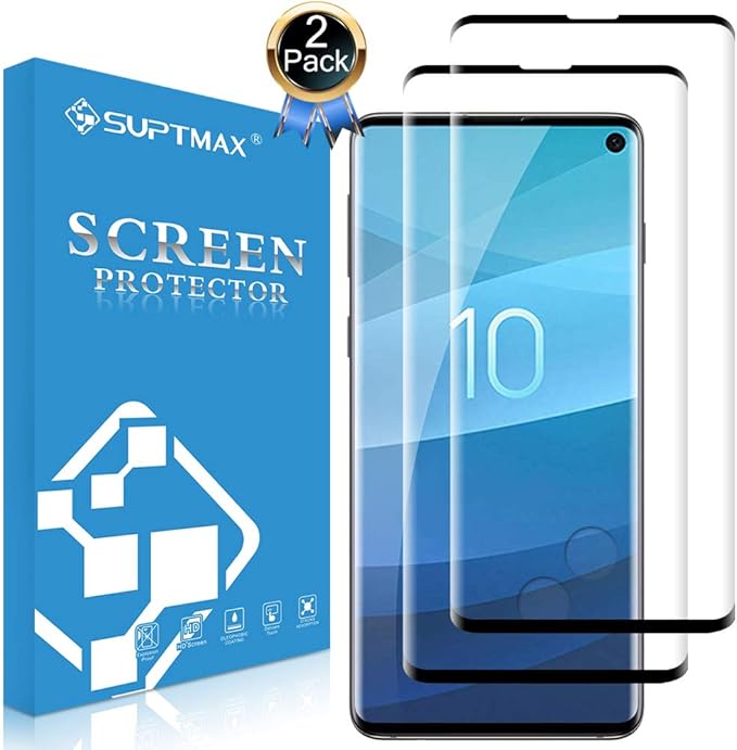 SUPTMAX Screen Protector Tempered Glass for Galaxy S10 [Support Fingerprint Unlock
