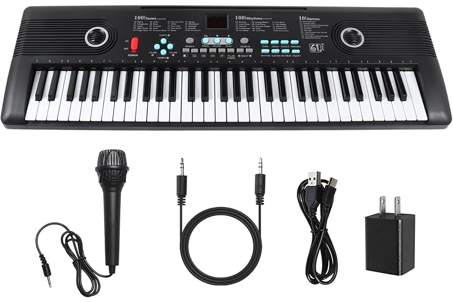 61 key keyboard piano, Electronic Digital Piano with Built-In Speaker Microphone, Portable Keyboard Gift Teaching for Beginners, electric piano for youth