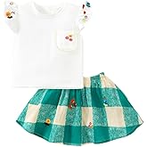 HILEELANG Toddler Girl Summer Short Outfit Sets Cotton Short Sleeve Tops Tees Shorts Clothing Sets