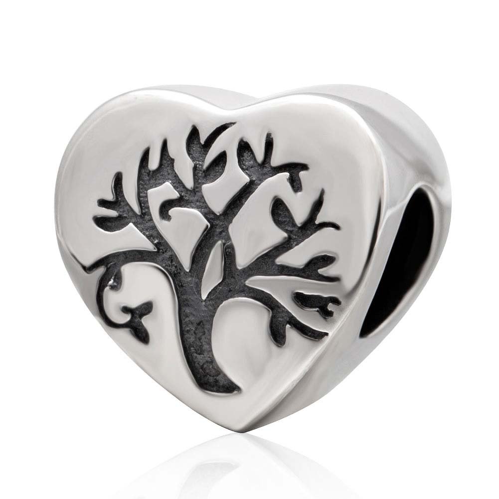 Tree of Life Charm 925 Sterling Silver Love Charm Heart Charm Family Charm for Pandora Charm Bracelet