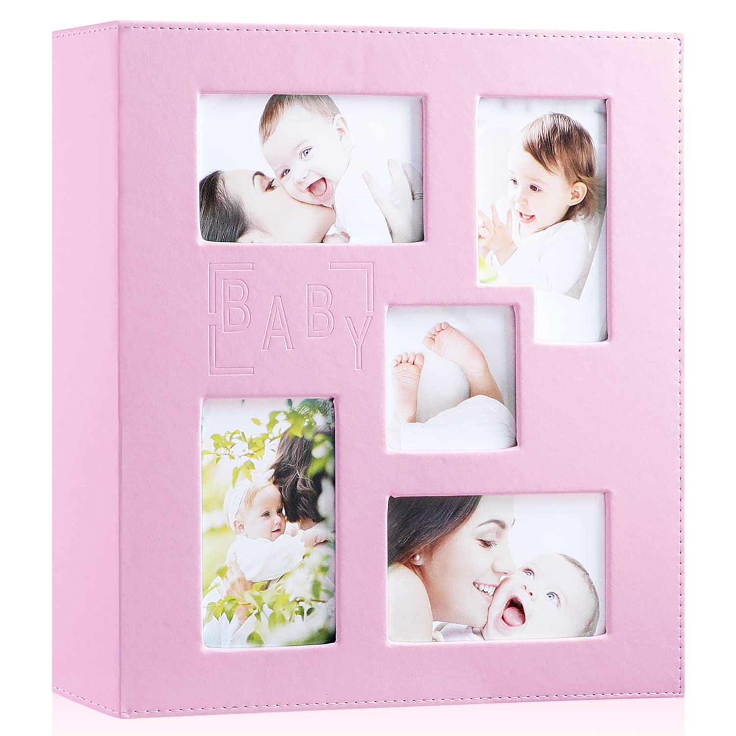 Photo 1 of Ywlake Baby Photo Album 4x6 500 Pocket Pictures, Leather Cover Newborn Shower Girl Bebe Album Holds 500 Horizontal Vertical Photos Pink