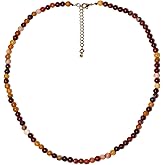 Lightock Simple Choker Necklace for Women Real Stone and Crystals Necklaces 4mm Beaded Choker Jewelry Meditation Gift for Women (16"+2")