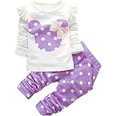 MH-Lucky Baby Girl Clothes Infant Outfits Set 2 Pieces Long Sleeved Tops + Pants