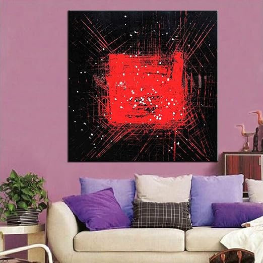 Xiaoxinyuan Arte De Pared Pintada A Mano 100 Negro Rojo Pintar