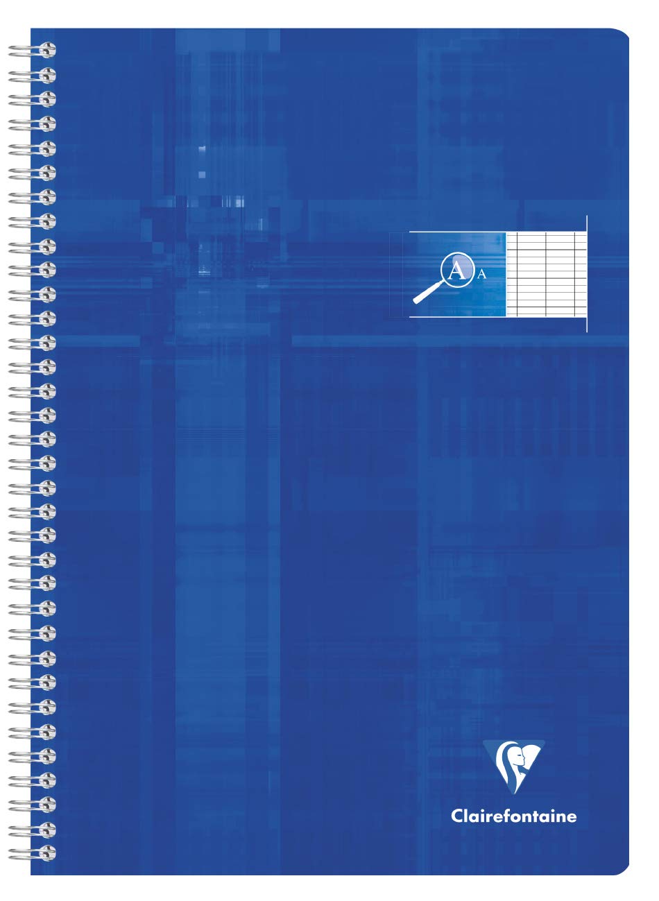 Clairefontaine 68196C Set of 10 Spiral Notebooks - A4 21x29.7 cm - 100 Pages Seyes Ruled Black Enlarged Squares - 90g Paper - Card Cover - Random Colours