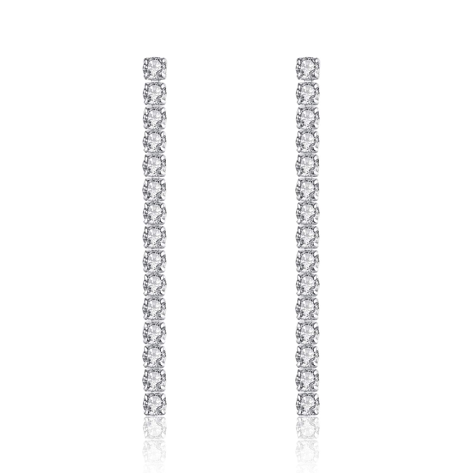 VIKI LYNN 925 Sterling Silver Classic Cubic Zirconia Long Line Dangle Drop Earrings for Women