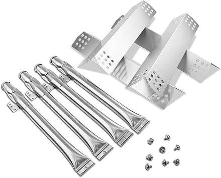 Amazon Com Uniflasy Grill Burner And Heat Plates Shield Replacement Parts Kit For Home Depot Nexgrill 720 0830h 720 0830d 4 Pack Stainless Steel Grill Burner Tubes Pipe And Burner Cover Home Improvement
