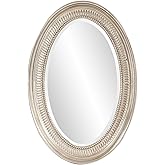 Howard Elliott Ethan Brushed Nickel Oval Decorative Wall Hanging Mirror, Vintage Oval Mirror for Wall Decor Resin Frame Vanit