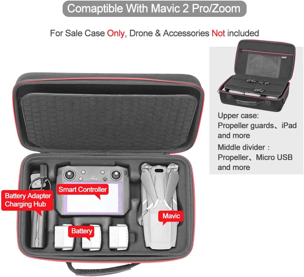 RLSOCO Case Cover for DJI Mavic 2 Pro/Zoom/Smart Controller - Black Modern Accessories: Battery x 4, Propellers - Image 3
