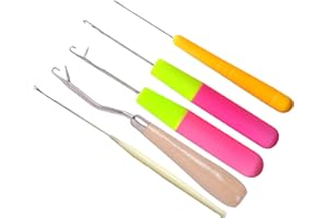 5 Pcs Different Sizes Bent Latch Hook Crochet Needle Set Dreadlock Crochet Hook Tool for Hair Extensions Carpet Making and Br