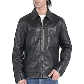 STREGA Leather Jacket Men Real Lambskin Natural Grain, Jacob Classic Style Stand Collar Premium Mens Leather Jacket.
