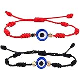 CACALOSS 2 Pieces Evil Eye Bracelet Handmade Adjustable Red String Protection Bracelet Women Men