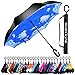owen kyne Windproof Double Layer Folding Inverted Umbrella, Self Stand Upside-down Rain Protection Car Reverse Umbrellas with C-shaped Handle (Sky Blue)