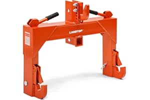 LANDTOP 3 Point Quick Hitch with 2-Inch Receiver Hitch Compatible with Category 1 Tractors and Category 1 and 2 Attachments, 3000 LBS Lifting Capacity, 5 Level Adjustable Bolt, Orange