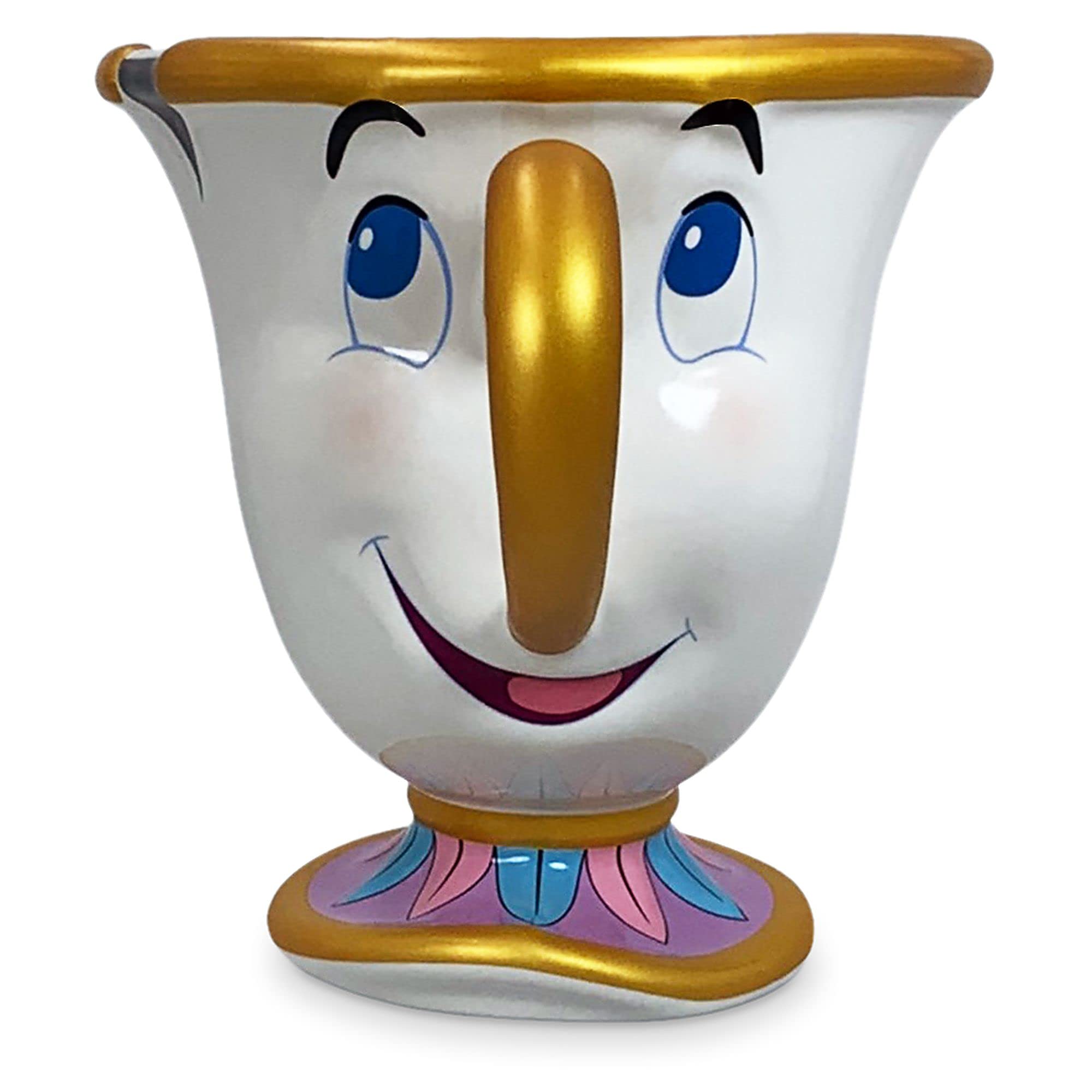 Disney Store Official Chip Mug, Beauty and The Beast, 444ml, Fully Sculpted Stoneware Drinking Cup with Golden Accents and Gloss Finish