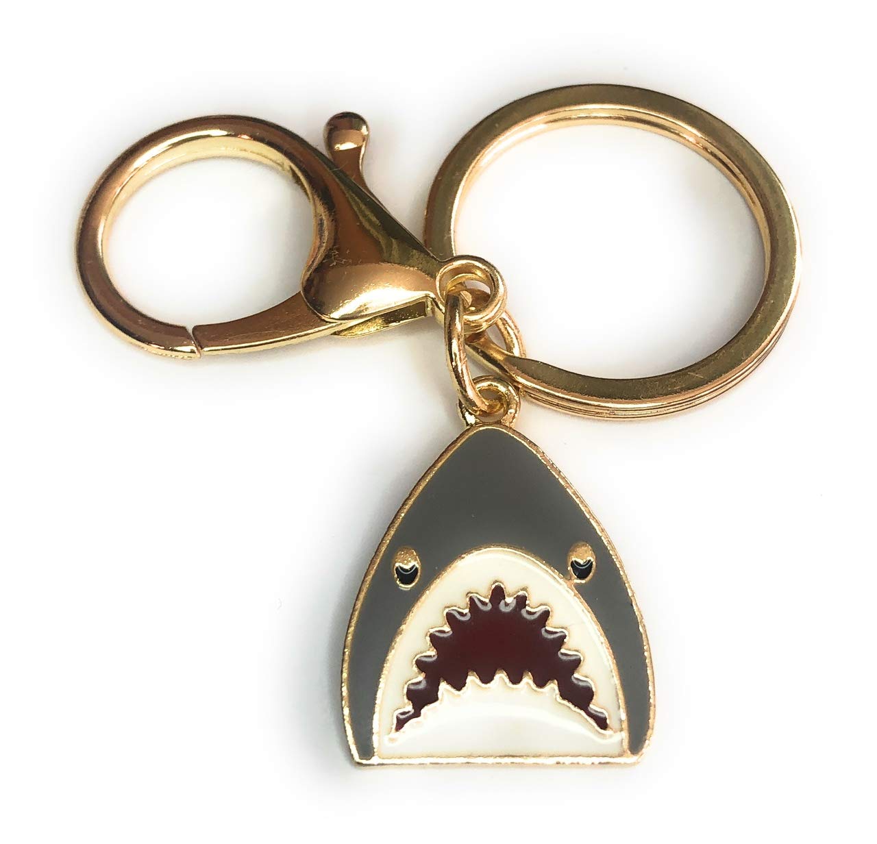 FizzyButton Gifts Shark Jaws Keyring Key Ring with Enamel Charm and Lobster Clasp