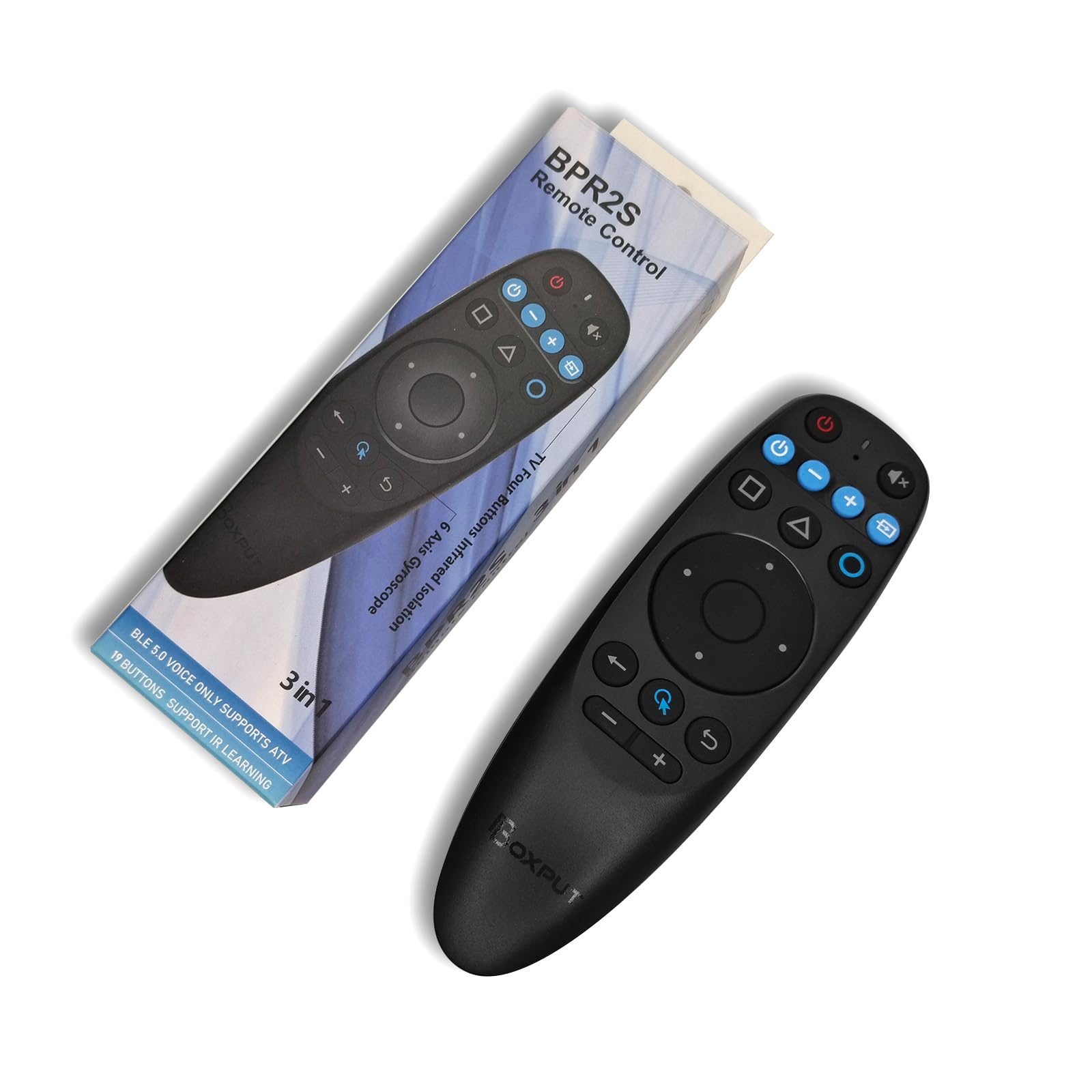 Photo 1 of BOXPUT BPR2S BT Voice Remote Control Air Mouse Remote Control Replacement with 6-Axis Gyro Support IR Learning TV 4 Keys IR Isolation for Android TV Box ATV Devies (Not Included Batteries)