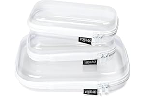 YQBRAO 3 Pack Clear Hard Shell Zipper Case - Clear Waterproof Cosmetic Bag with Zipper, Kid's Toy Storage Organizer Bins, Charging Cables, creative journaling, painting brushes, Threads,Sketch Supplies