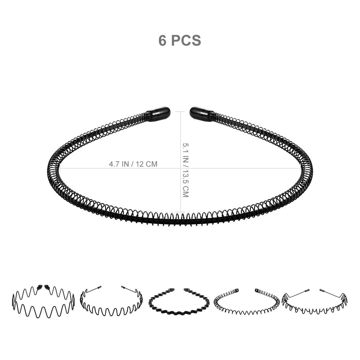 Lurrose 6Pcs Unisex Wavy Headband Metal Hair Hoop Ordinary Headwear Hair Accessories for Women Men: Beauty