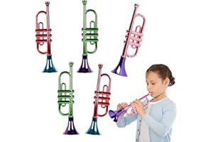 ArtCreativity 13 Inch Metallic Trumpets, Set of 5, Fun Plastic Musical Instruments Noise Makers for Parties and Events, Music Toys for Kids, Cool Birthday Party Favors for Boys and Girls