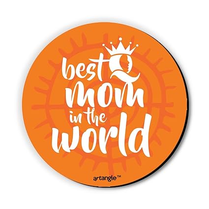 Seven Rays Wooden Best Mom in the World Fridge Magnet, 3 X 3 Inches, Round