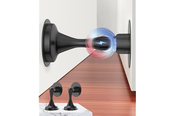 Door Stoppers Magnetic 2Pack Door Stops, Door Security Catch for Floor Wall Projector, No Drilling Door Holder with Adhesive