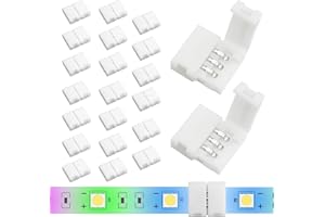 YETAIDA 20PCS 3-Pin 8mm LED Strip Lights Connectors - Solderless, Extendable Terminal Adapters for WS2811 & WS2812 &WS2812b RGB LED Strip Lights - Ideal for Various DIY Lighting Projects