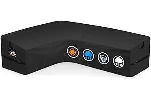 Zettum Outdoor L-Shaped Sectional Cover - 600D Patio Sectional Sofa Cover, Waterproof Patio Furniture Covers for 6-Seater Outdoor Sectional Sofa and Couch, Left Facing, 85x110 Inch Wide