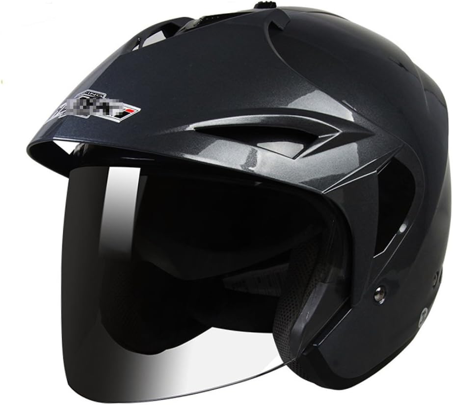 OGERT Motorcycle Helmet Electric Car Men And Women Half Helmet Winter Helmet Sunscreen With Hat,FlashGray-XXL