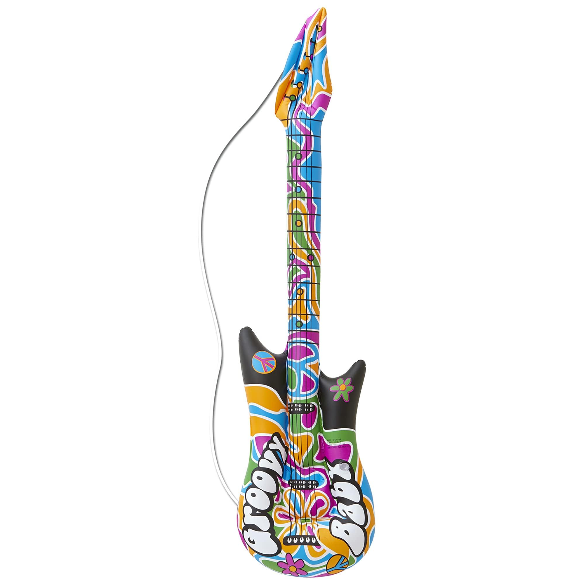 WIDMANN 04816 - Inflatable Groovy Guitar With Strap, Adult Unisex, Length 105 cm, Hippie, 60s, Rockstar, Pop Star, Musicians, Carnival, Theme Parties โ image 1