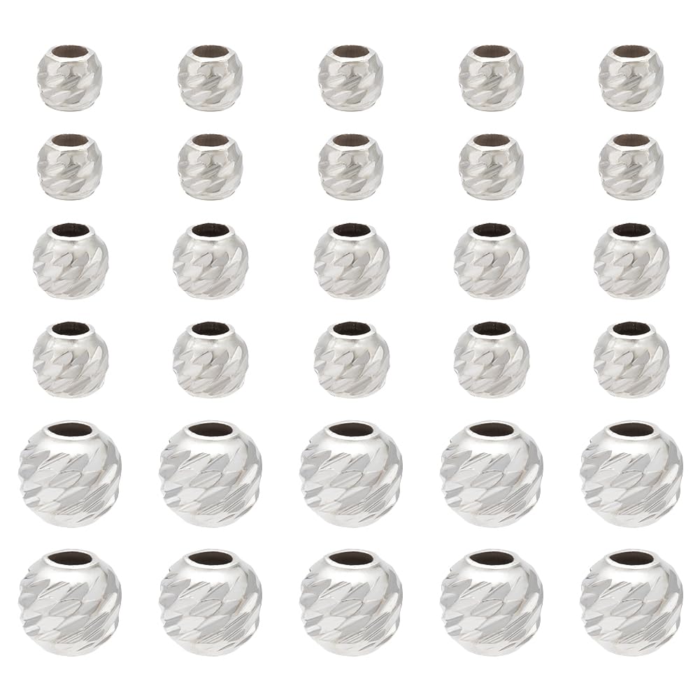 PH PandaHall 30pcs 925 Sterling Silver Spacer Beads, 2/3/4mm Small Round Beads Infinite Pattern Beads Metal Large Hole Beads for DIY Jewellery Earrings Bracelets Necklace Crafts Making
