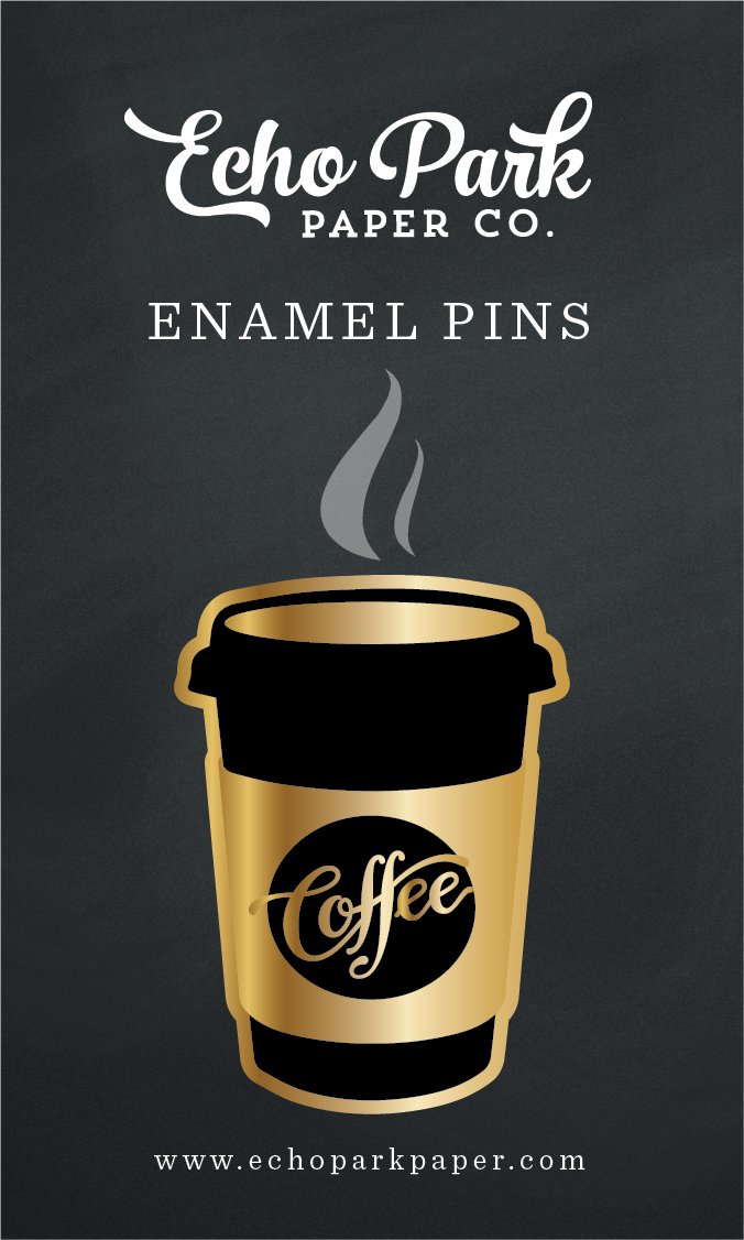 Echo Park Paper Coffee Cup Enamel Pin, Paper
