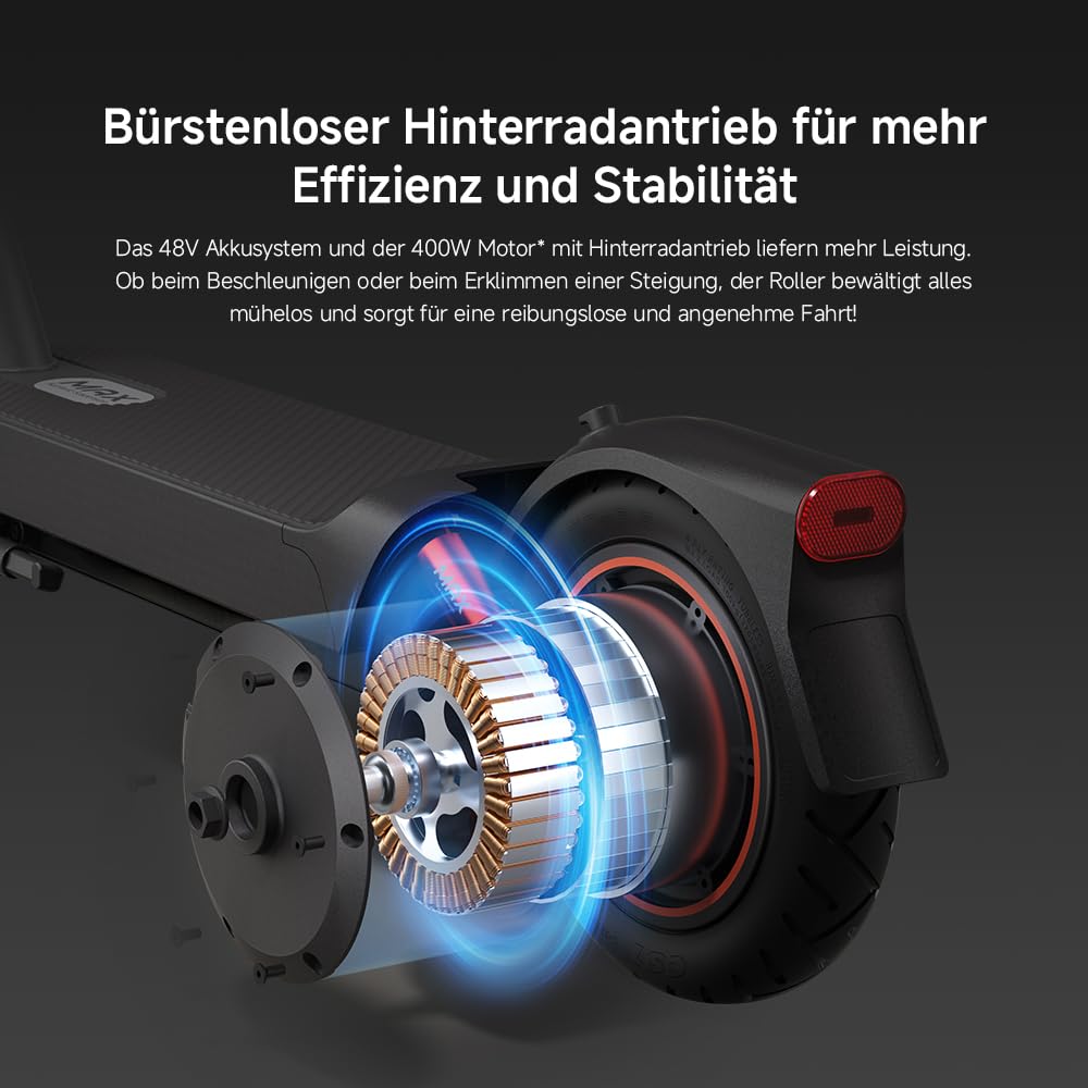 Xiaomi 5 Max E-Scooter mit Straßenzulassung (max. 20km/h, bis zu 60km Reichweite & 22% Steigung, Federung vorne & hinten, 10" Luftreifen, Blinker, Dual-Bremssystem, Traktionskontroll-System, App) 6