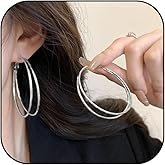 Double Hoop Earrings Large Silver Hoop Earrings Big Hoops Earring for Women Trendy Jewelry Gifts