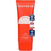 Tower 28 SOS Zinc Oxide Face Sunscreen, SPF 30 Facial Moisturizer | Broad Spectrum Mineral Sunscreen with Ceramides, For Sensitive, Rosacea- &amp; Eczema-Prone Skin, No White Cast, Oxybenzone-Free