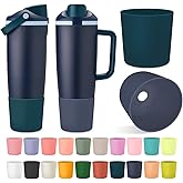 Kaitiaki 2PCS Silicone Higher Boot for Owala 40oz 30oz FreeSip Sway Tumblers, Protective Anti-Slip Bottle Bottom Sleeve Accessories Fits Most Car Cup Holder, BPA-Free