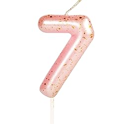 Hongplus Pink Gold Number 7 Candles, 7 Birthday