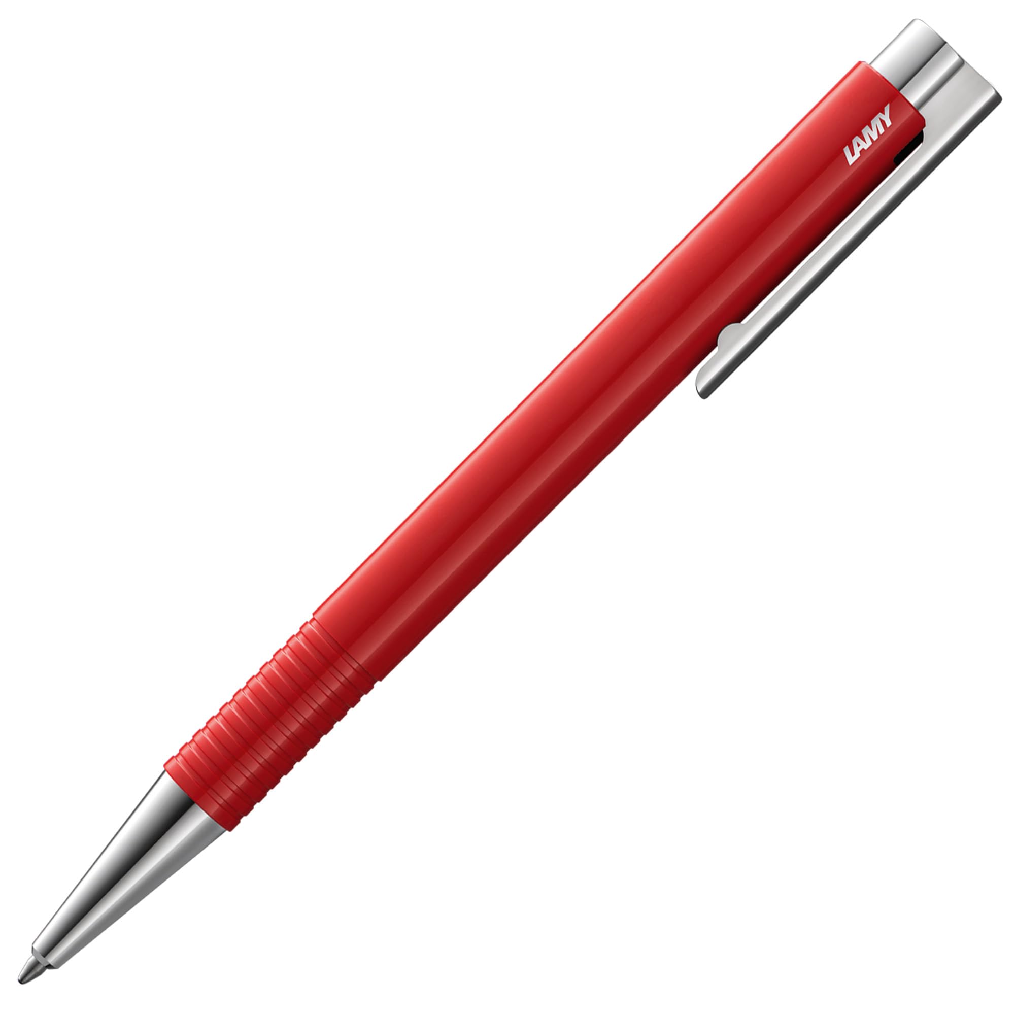 LAMY Logo M+ Ballpoint Pen 204 Made of Unbreakable Plastic in Red with Chrome-Plated Tip and Pusher Includes Large Refill Lamy M 16 Line Width M in Blue