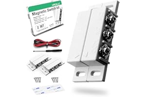 MRDILLA 2 Pack Magnetic Reed Switch NO/NC, Wired Surface Mount Door Window Contact Sensor for Security Alarm, Silver