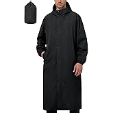 UIQUR Men's Rain Jacket Lightweight Long Raincoat Hood Rain Poncho Waterproof Windbreaker Cycling Running Hiking Packable